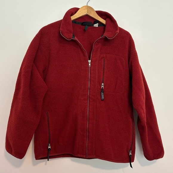 Patagonia red vintage 90s classic full zip up fleece jacket - Picture 1 of 10